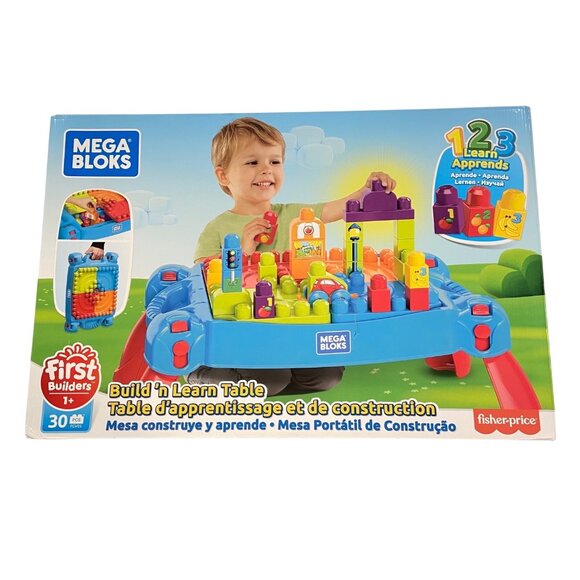 Mega Bloks Build N Learn Table 30-Piece Set For Toddlers 1+ Years toy blocks - Picture 1 of 15